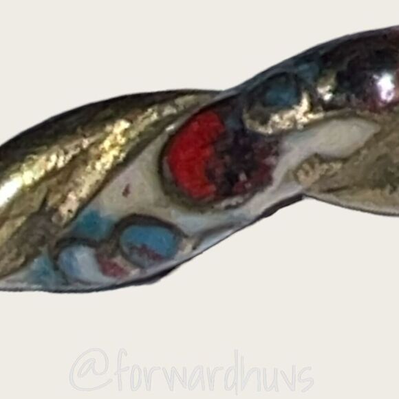 Vintage Unique Cloisonné Twisted Bangle Bracelet - Picture 9 of 12